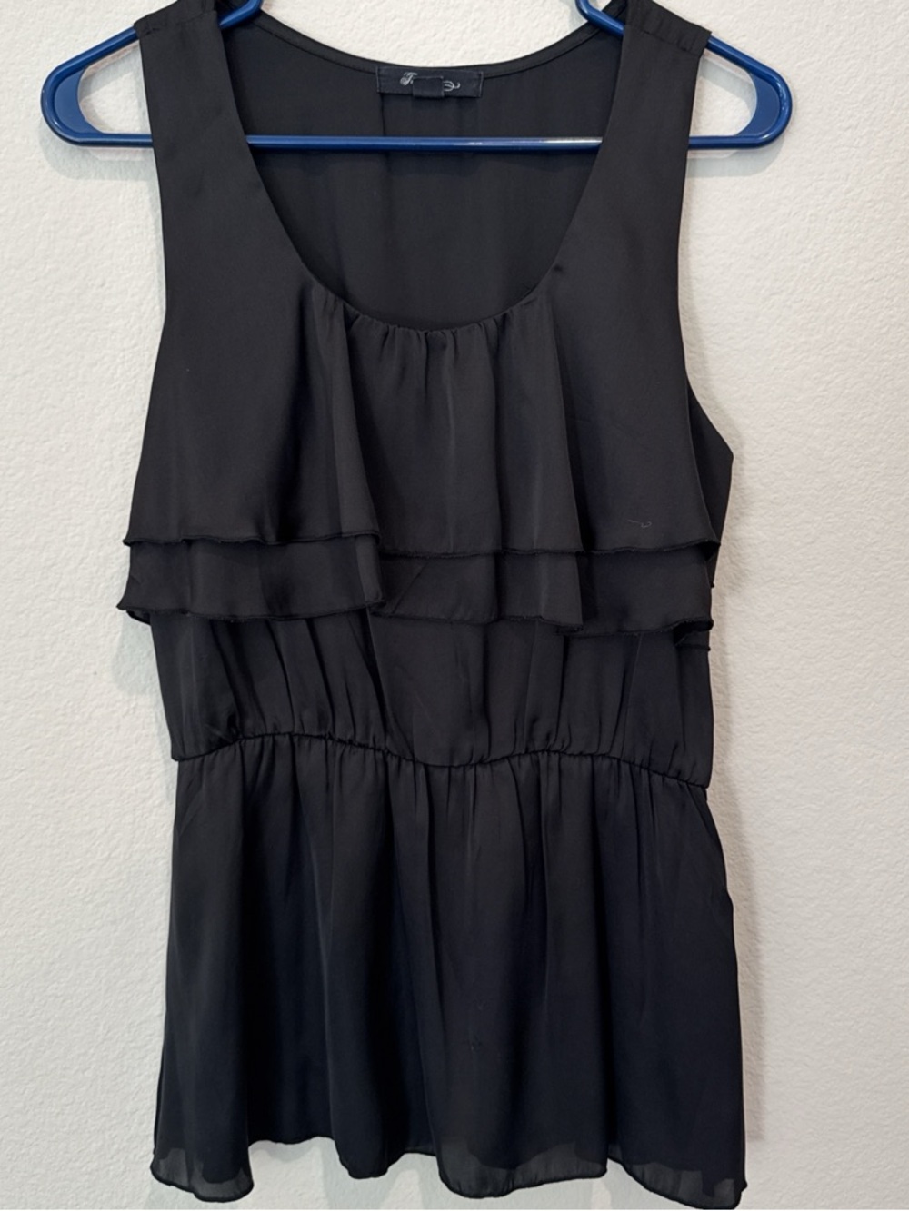Forever 21 Black Ruffle Tiered Sleeveless Blouse